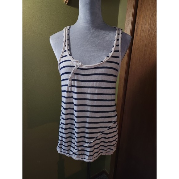 Guilded Intent Tank Top Stripped with Snap Detail Size L B#1 - Picture 1 of 5
